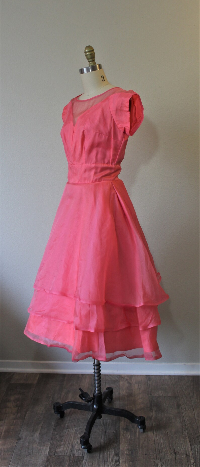 1950s Prom Dress KERRYBROOKE / Vintage 50s NOS Pink SILK Organza Party Prom Dress Event // Modern Size 2 4 xs Small image 6