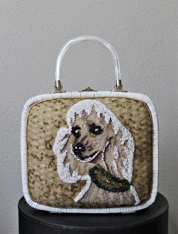 Vintage 1950's 60s Poodle purse dog Faye Mell Mia… - image 1