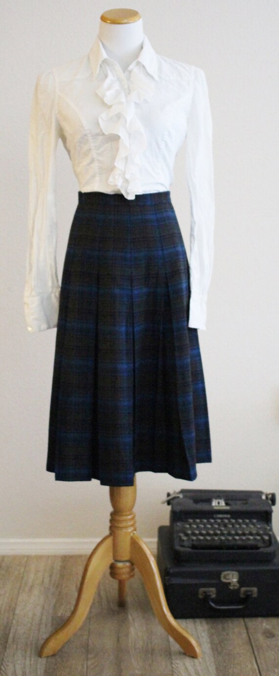 Vintage 1950s Blue Black Early PENDLETON Shadow B… - image 9