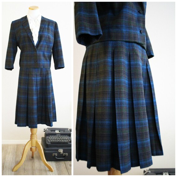 Vintage 1950s Blue Black Early PENDLETON Shadow B… - image 10