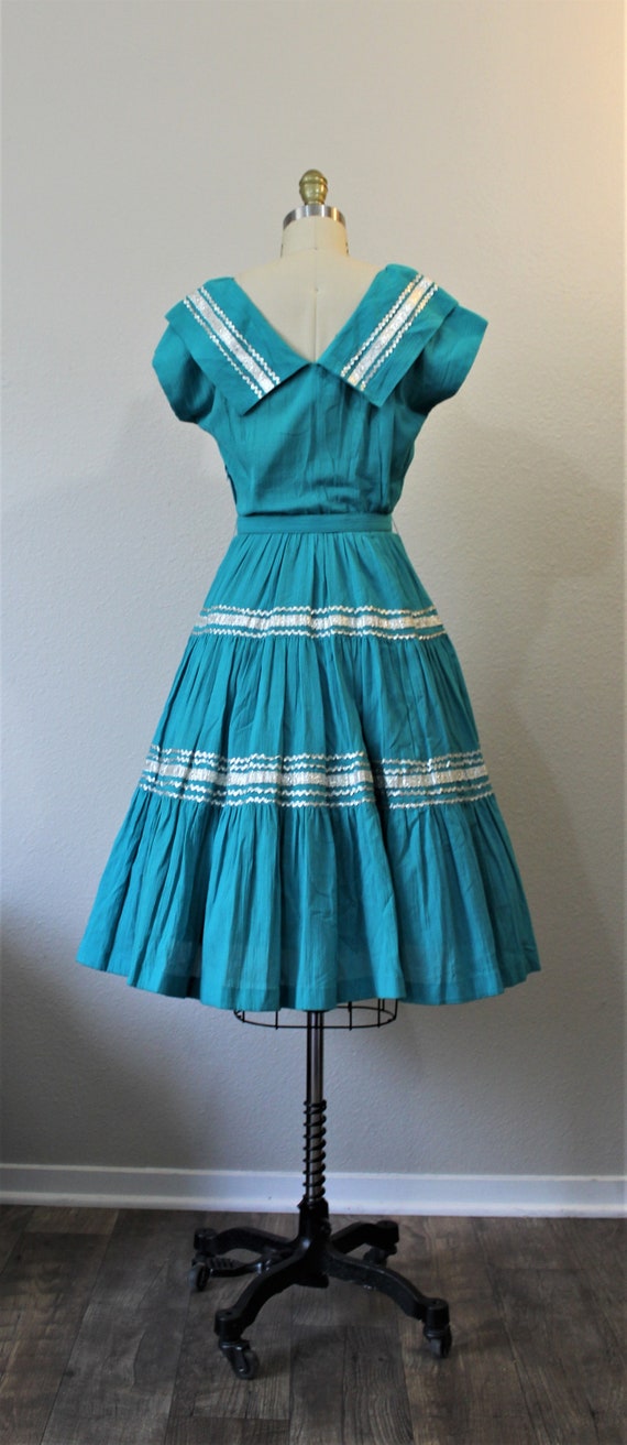 Vintag 1940s 50s Miss Virginia Frocks Turquoise S… - image 9