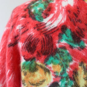 Vintage Darlene Minklam Angelon red floral Abstract Sweater cardigan angora lambswool // Modern Size US 6 8 Small Med image 8