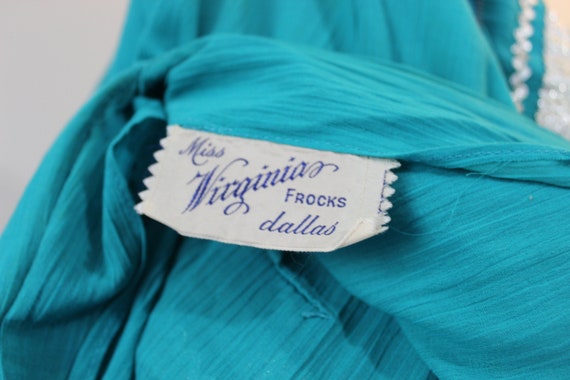 Vintag 1940s 50s Miss Virginia Frocks Turquoise S… - image 4