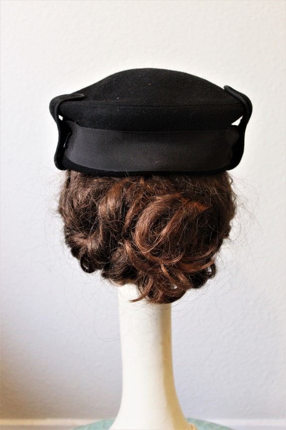 Vintage 1940s 50s Richard Original Black Wool Hat… - image 6