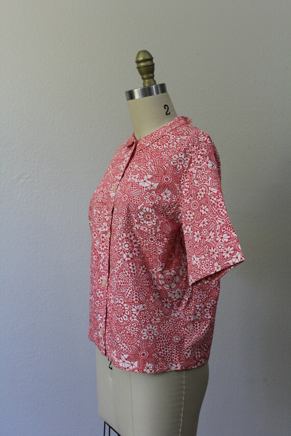 Vintage 50s 1960s Sasheen NWT stain glass Red Whi… - image 4