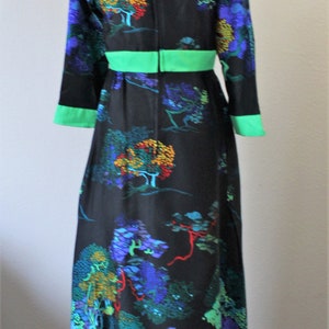 Vintage 60's Alice of California Abstract Trees Neon Kimono Cotton ...