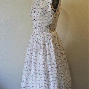 Vintage 1940s Betty Barclay Frocks Sheer nylon pink purple Polka Dot White Day Dress // Modern Size US 2 4 6 Small xs s image 5