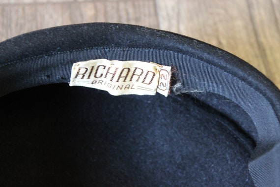 Vintage 1940s 50s Richard Original Black Wool Hat… - image 8