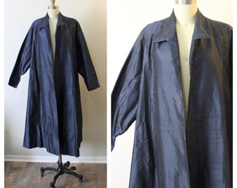 Vintage 40s 50s Julius Garfinckel Silk Navy Blue Formal Party Swing Clutch Coat Jacket  // Modern One Size Fits Most