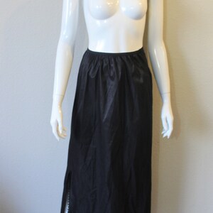 Vintage 50's 60's Vassarette Lingerie Black Lace Half Dress Under Slip Maxi Skirt tricot nylon// xs s zdjęcie 4