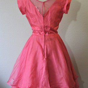 1950s Prom Dress KERRYBROOKE / Vintage 50s NOS Pink SILK Organza Party Prom Dress Event // Modern Size 2 4 xs Small image 9