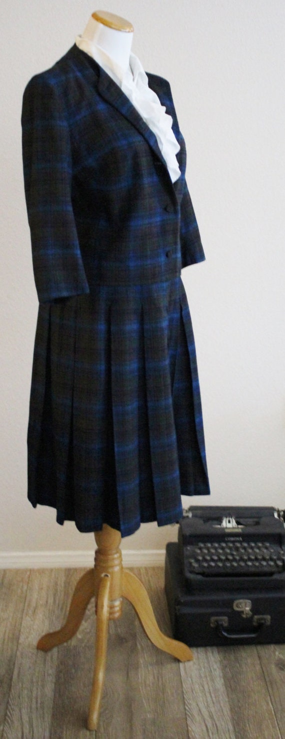 Vintage 1950s Blue Black Early PENDLETON Shadow B… - image 5