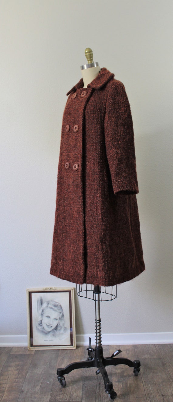 1960's I. MAGNIN Coat Copper MOHAIR Rust Wool Dou… - image 5