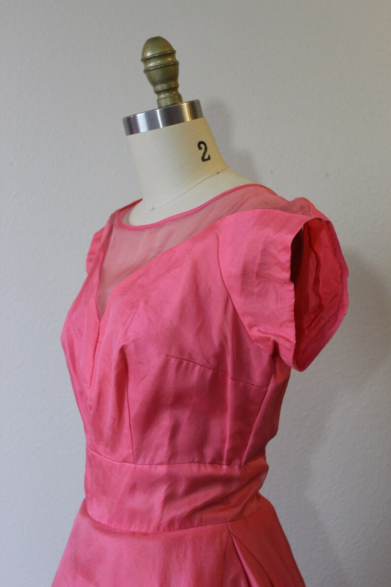 1950s Prom Dress KERRYBROOKE / Vintage 50s NOS Pink SILK Organza Party Prom Dress Event // Modern Size 2 4 xs Small image 7