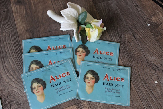 Vintage 30s 1940s NOS Alice Hair Net in Original Packaging Medium Brown double mesh Hair Accessories human hair pinup girl