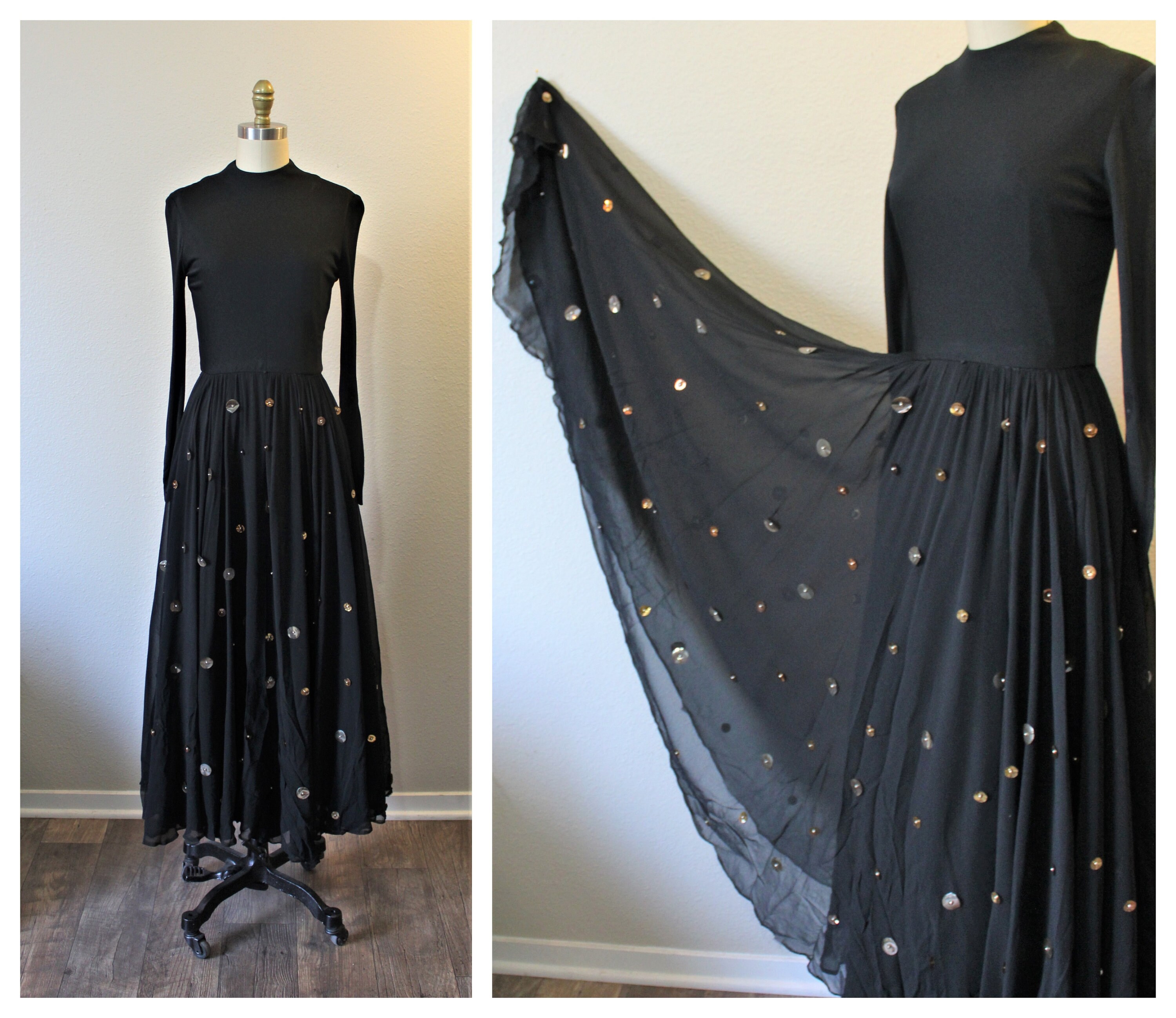 Freeman layered chiffon & sequin clearance gown