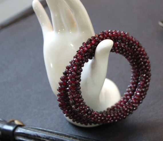 Vintage Genuine Red Natural Garnet Bead Gemstone … - image 3