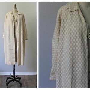 Vintage 1930s 1940s I MAGNIN California Cream Ribbon bordado Hollywood Swing Clutch Coat mangas raglán // ¡La mayoría de los tamaños son únicos!