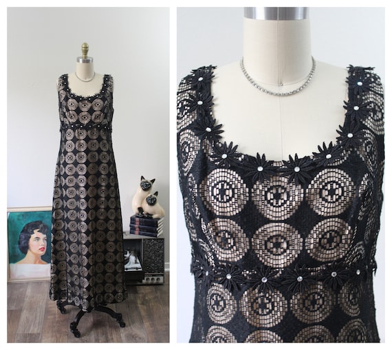 Vintage 1960's Designer Black Nude illusion Spider