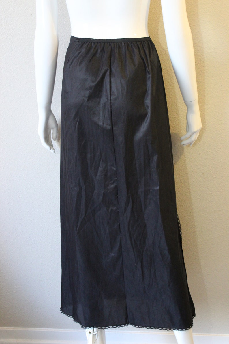 Vintage 50's 60's Vassarette Lingerie Black Lace Half Dress Under Slip Maxi Skirt tricot nylon// xs s image 3