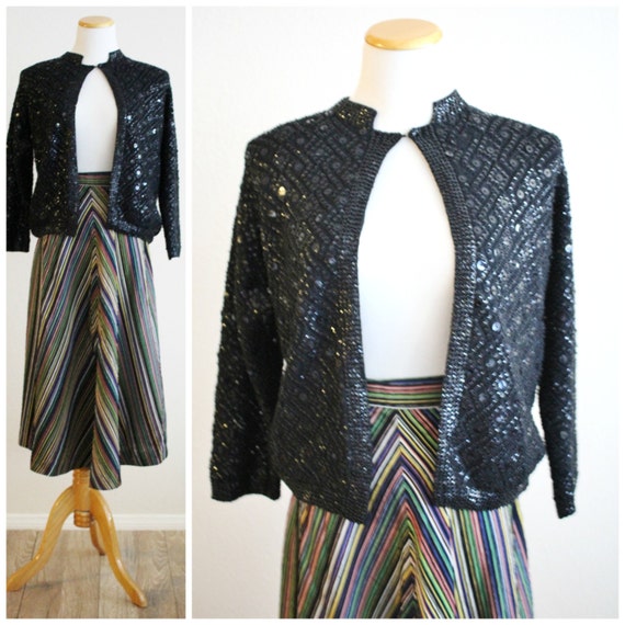 Vintage 50's 60'S VLV Rockabilly Sequinned Black … - image 1