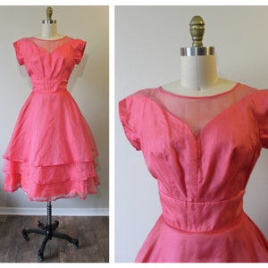1950s Prom Dress KERRYBROOKE / Vintage 50s NOS Pink SILK Organza Party Prom Dress Event // Modern Size 2 4 xs Small image 1