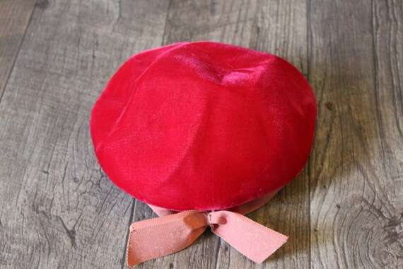 Vintage 1940s 50s Red Silk Velvet Fancy Side Butt… - image 7