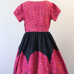 Vintage 1950s Mosaic Circle Print Novelty Cotton Day Dress pinup // Modern Size US 8 10 Med Lg image 10