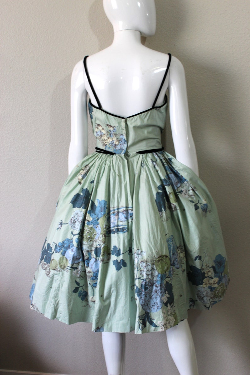 1950s Fruit Salad Novelty Print Summer Dress Jackie Morgan of California Circle Skirt Sequins Tulle Cupcake Event Dress image 10