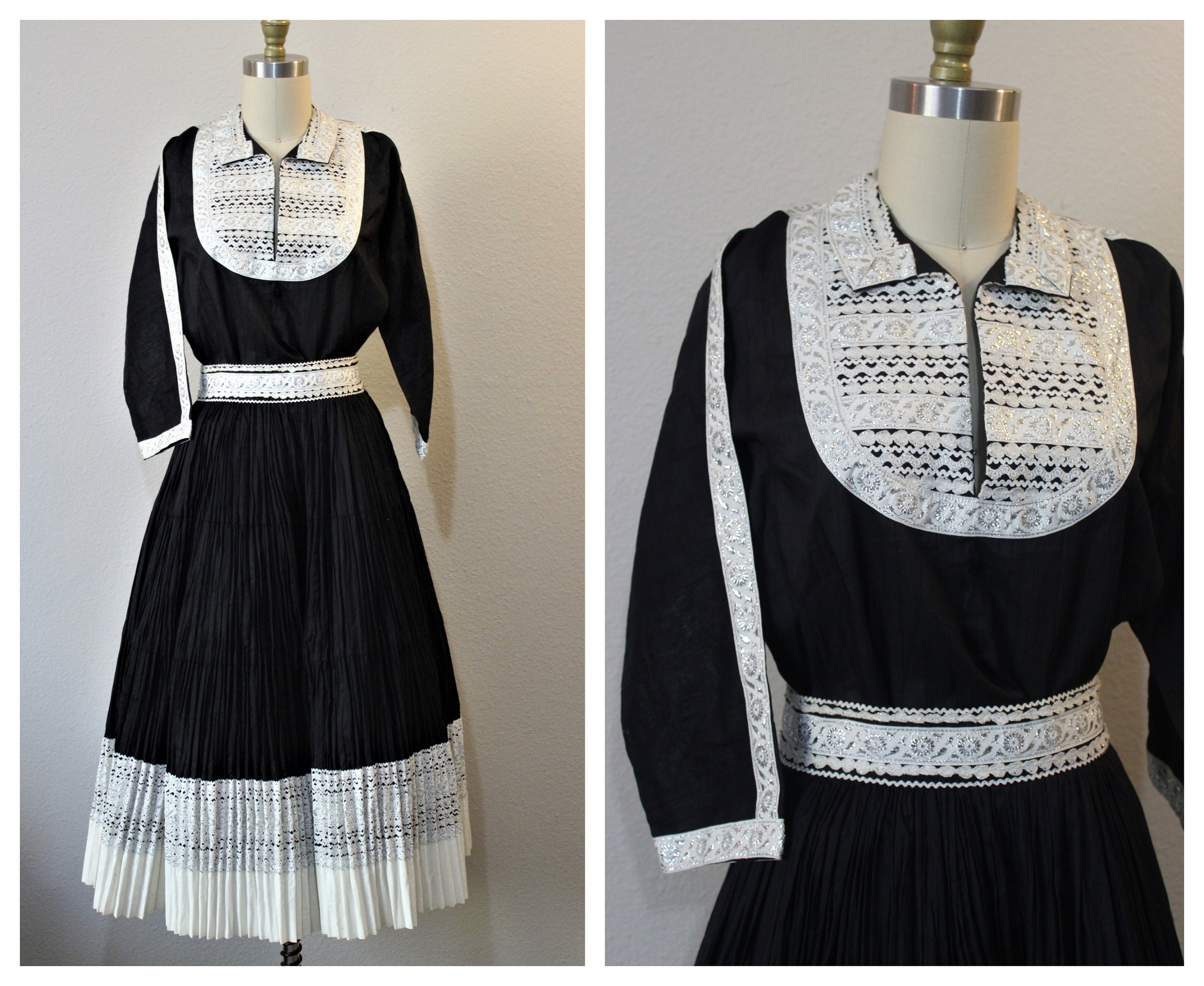 スーツ・フォーマル・ドレス 80s Vintage French Made Back Chain Dress 80s 90s NWT Floral Dress - Deadstock Miss Dorby - Red Black