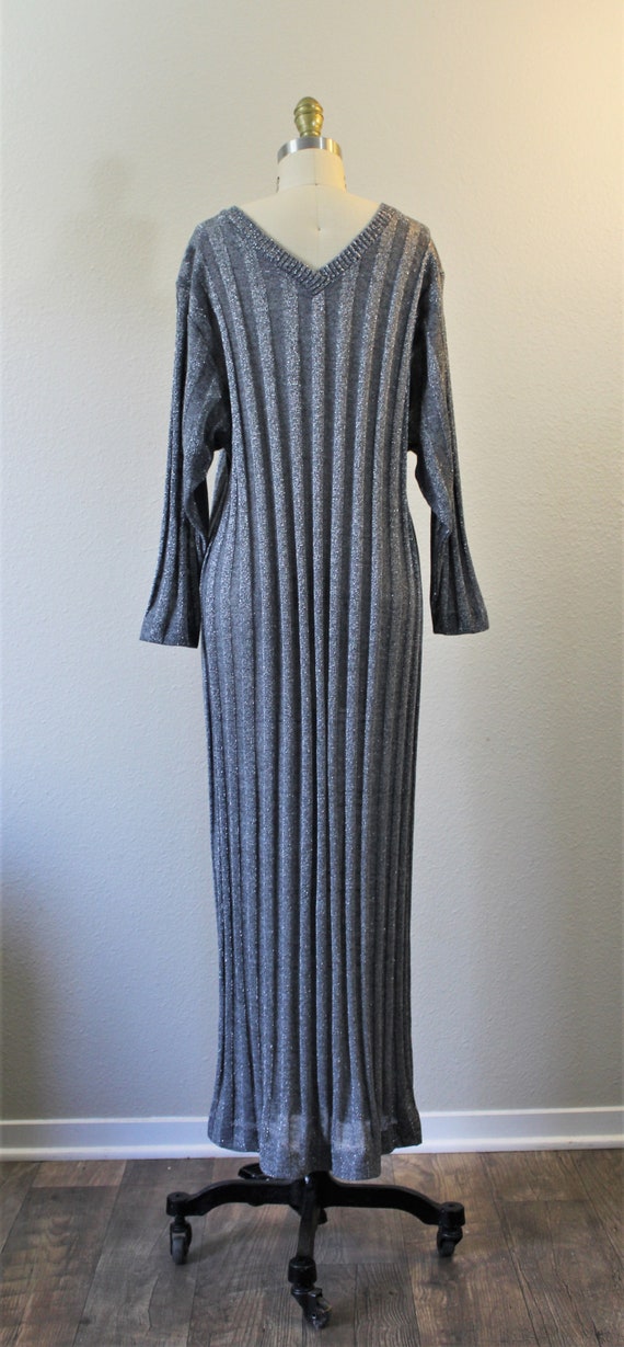 1970s LUCIE ANN Sweater Dress Silver Lame metalli… - image 8