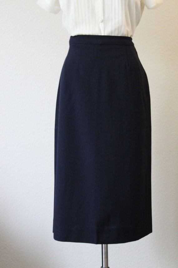 Vintage 50s NOS Forstmann Navy Blue Fancy Virgin … - image 5