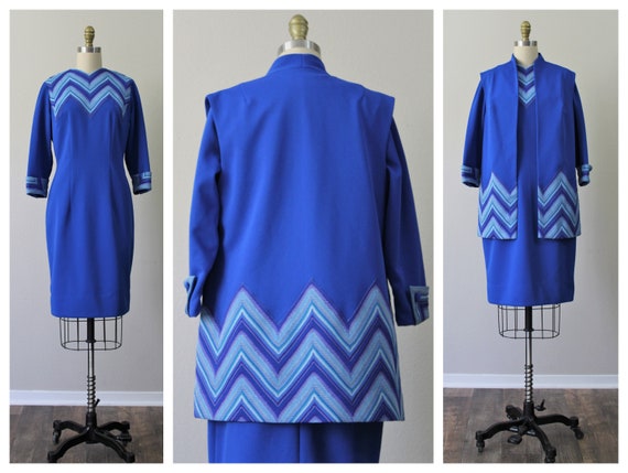 dress blue chevrons Royal Blue Chevron Printed Maxi Dress