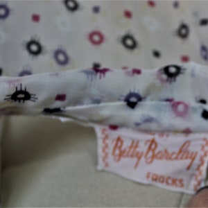 Vintage 1940s Betty Barclay Frocks Sheer nylon pink purple Polka Dot White Day Dress // Modern Size US 2 4 6 Small xs s image 2