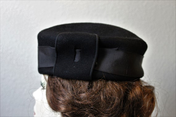 Vintage 1940s 50s Richard Original Black Wool Hat… - image 5