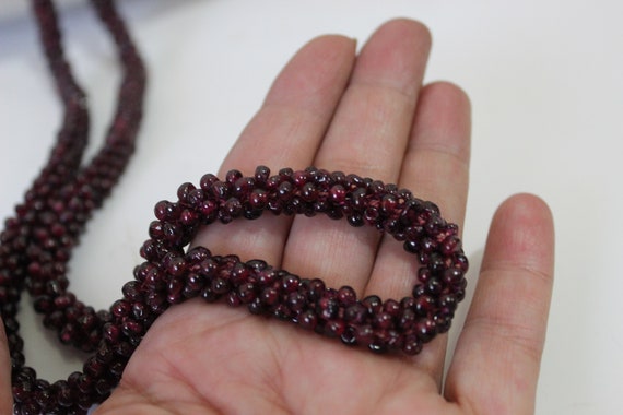 Vintage Genuine Red Natural Garnet Bead Gemstone … - image 4