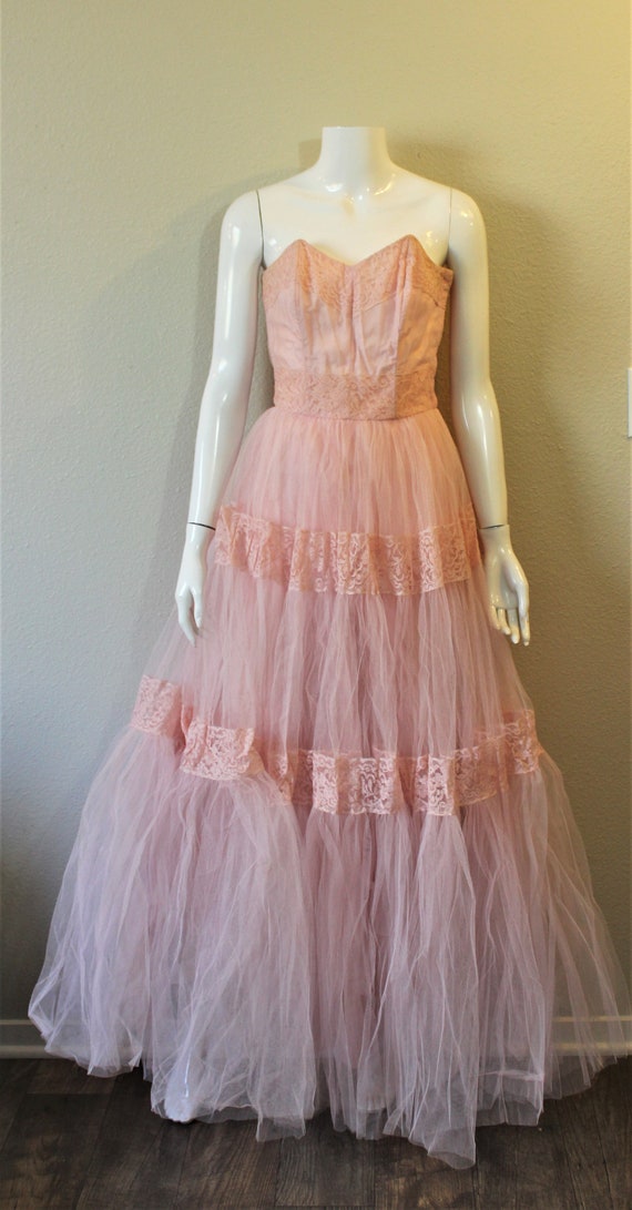 50s Prom Dress / Vintage 1950s Gorgeous Strapless… - image 3