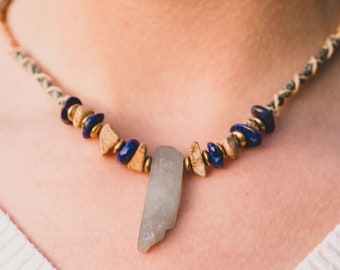 AQUAMARINE | AMULET necklace | unique piece | natural stones adjustable length | unisex