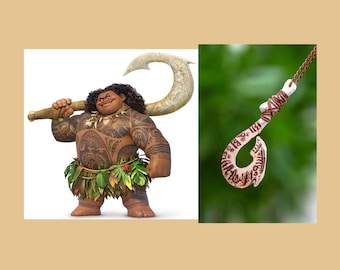 MAUI HOOK NECKLACE Luminescent | glow in the dark moana | heart of the fiti cosplay fan art collection