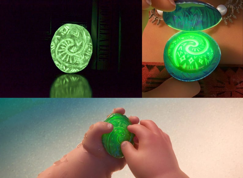 HEART of TE FITI Luminescent glow in the dark Necklace heart of te fiti Moana Te Fiti Stone image 1