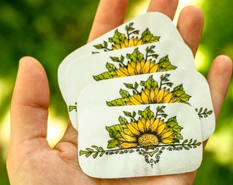 STICKER SUNFLOWER TATTOO style, decorative sticker, nature magical art