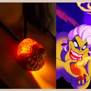 Può includere: Una collana di conchiglia arancione incandescente, simile a quella indossata da Ursula nel film Disney La Sirenetta.