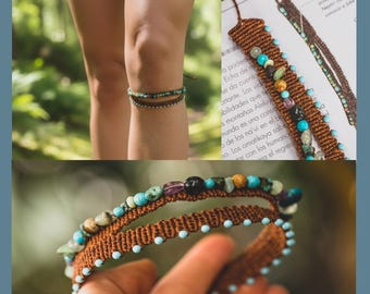 Neytiri Leg Band Avatar Cosplay Na'vi Jewelry Chrysocolla Turquoise Jasper Natural Stones Anklet Necklace Handmade Limited Edition