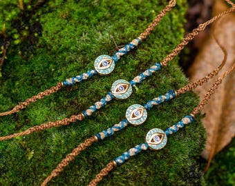 Pulseras de MACRAMÉ OJO TURCO | diseño étnico estilo bohemio | amuleto de la suerte | ojo del diablo