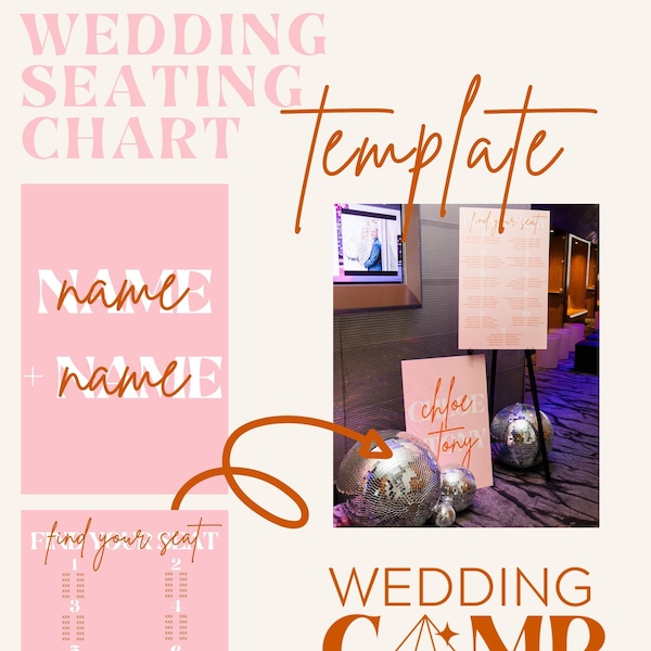 Seating Chart Card Template Canva Etsy