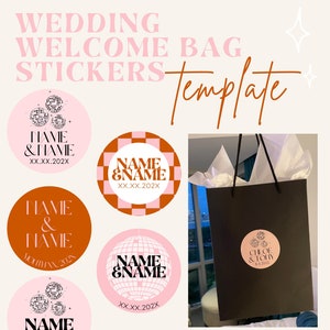 Wedding Welcome Bag Sticker TEMPLATE | Customizable Digital File