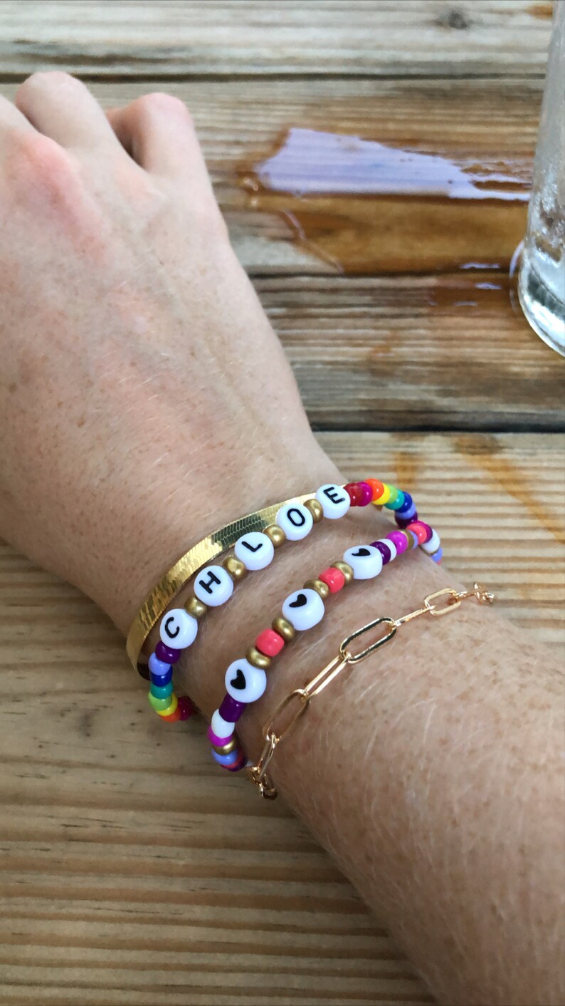 Custom Beaded Name Bracelet Etsy