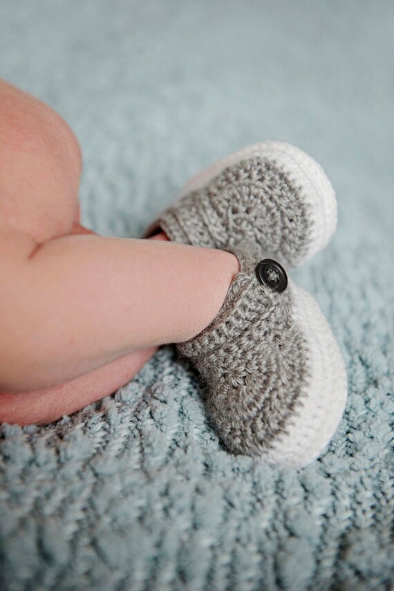 Crochet Baby Boy Booties. Double sole 