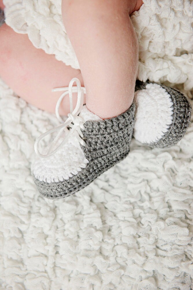 Baby Boy Crochet Shoes Gray and White Boy Shoes Crochet Etsy