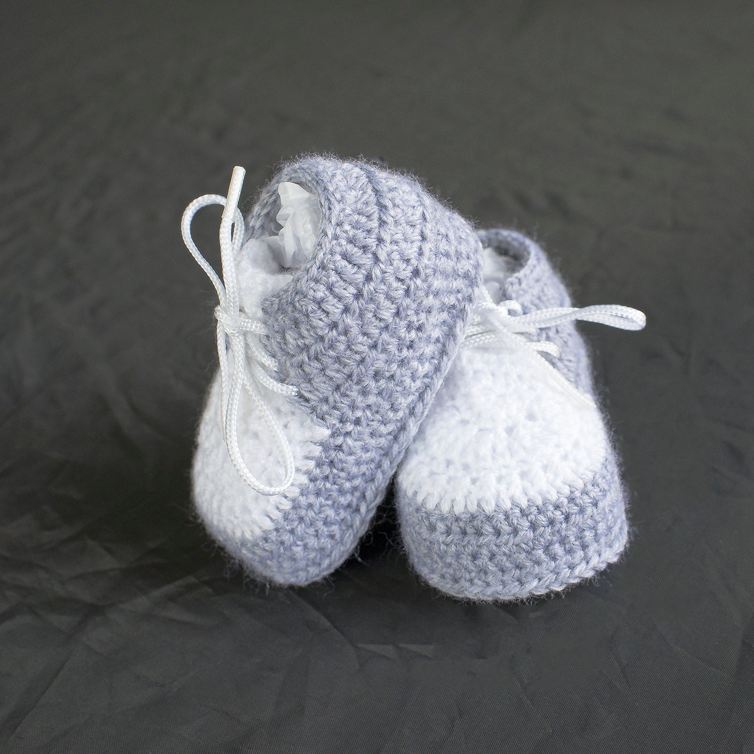 Baby Boy Crochet Shoes Gray and White Boy Shoes Crochet Etsy